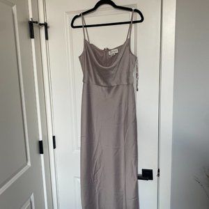 SACHIN + BABI Cali Satin Charmeuse Midi Bridesmaid Dress - Dove Gray
